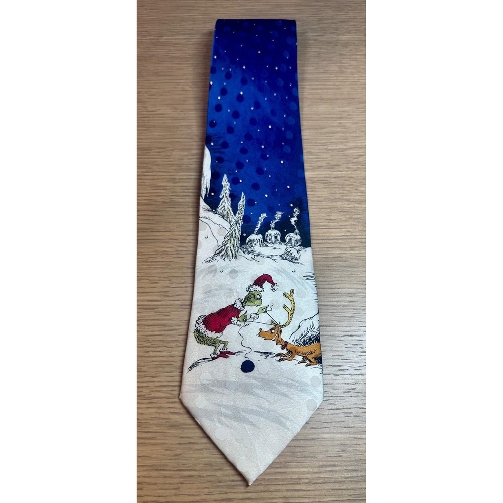 Vintage Dr Seuss Grinch Max Christmas Silk Tie 1995 Licensed
